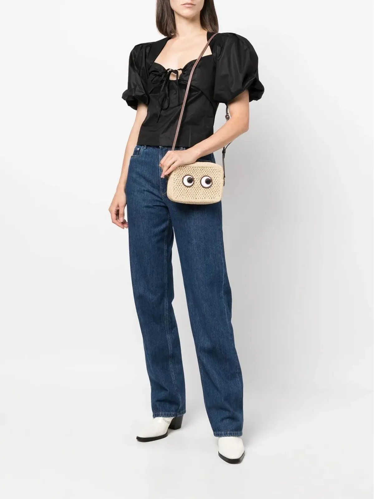 Anya Hindmarch eyes-appliqué woven crossbody bag - Neutrals - 画像2