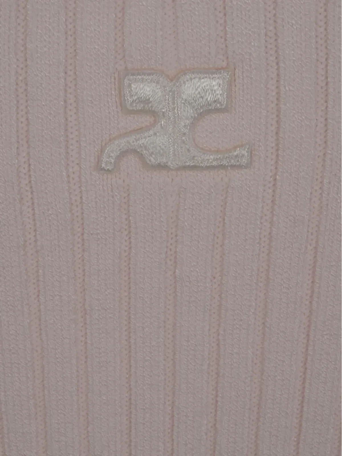 Courrèges リブ編みロゴディテールトップ - ピンク - 画像3