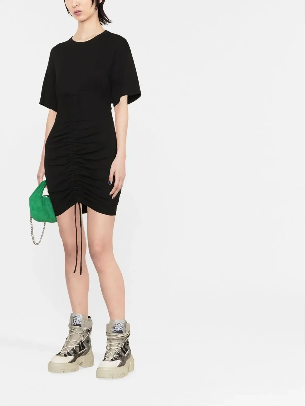 MSGM カットアウトの寄せギャザーTシャツドレス - 画像2
