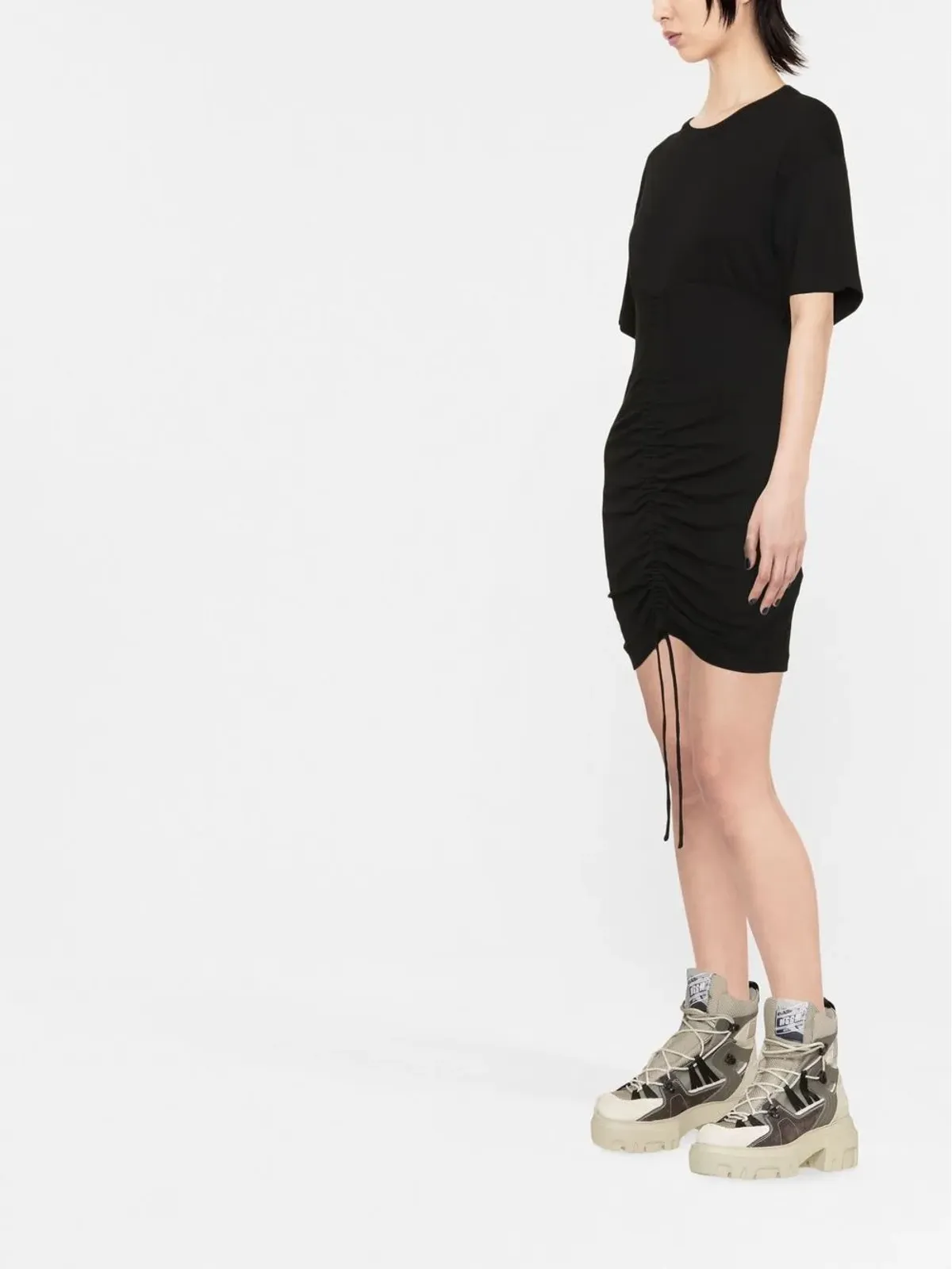 MSGM カットアウトの寄せギャザーTシャツドレス - 画像3