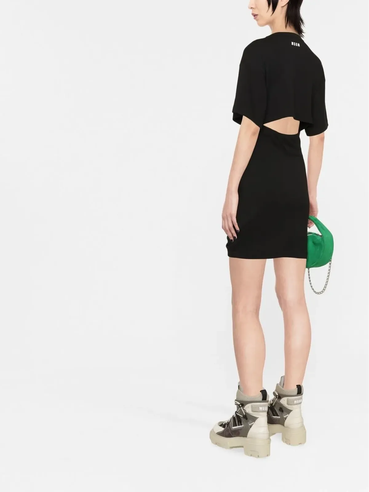 MSGM カットアウトの寄せギャザーTシャツドレス - 画像4