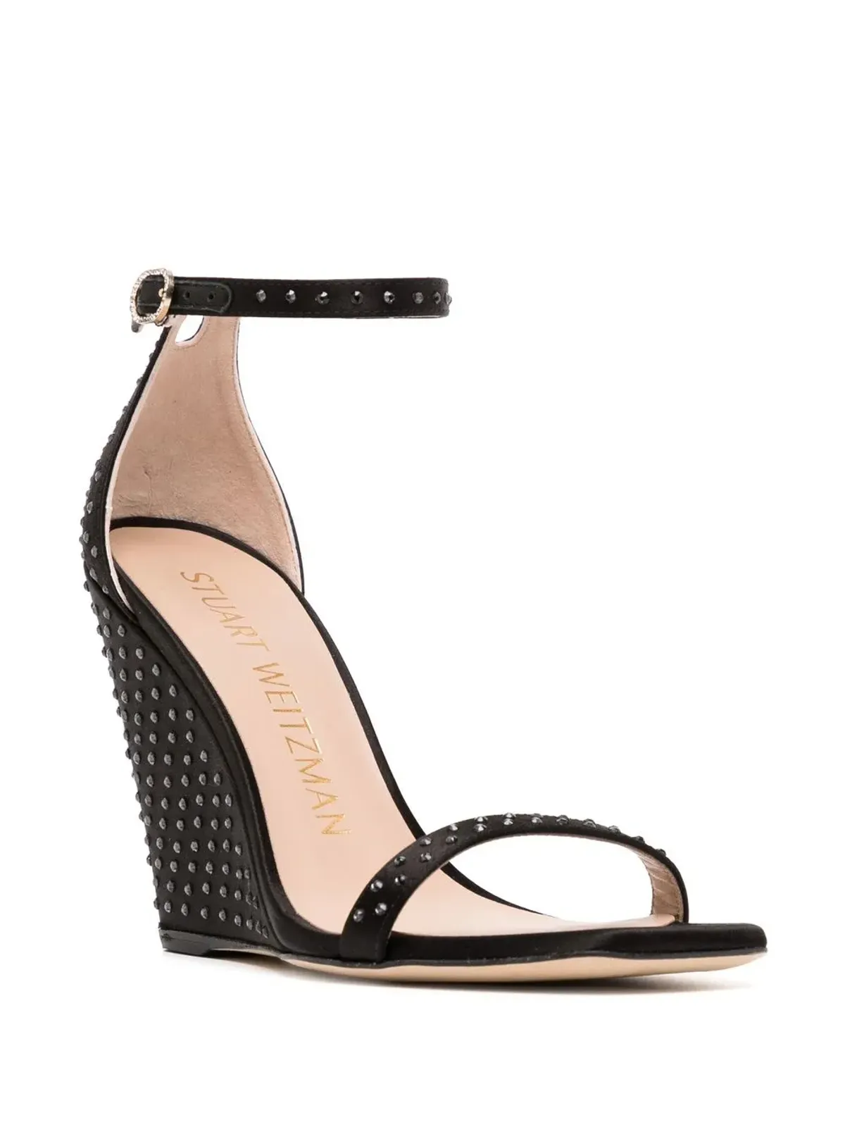 Stuart Weitzman Nudistshine スタッズ付きウェッジサンダル ブラック - 画像2