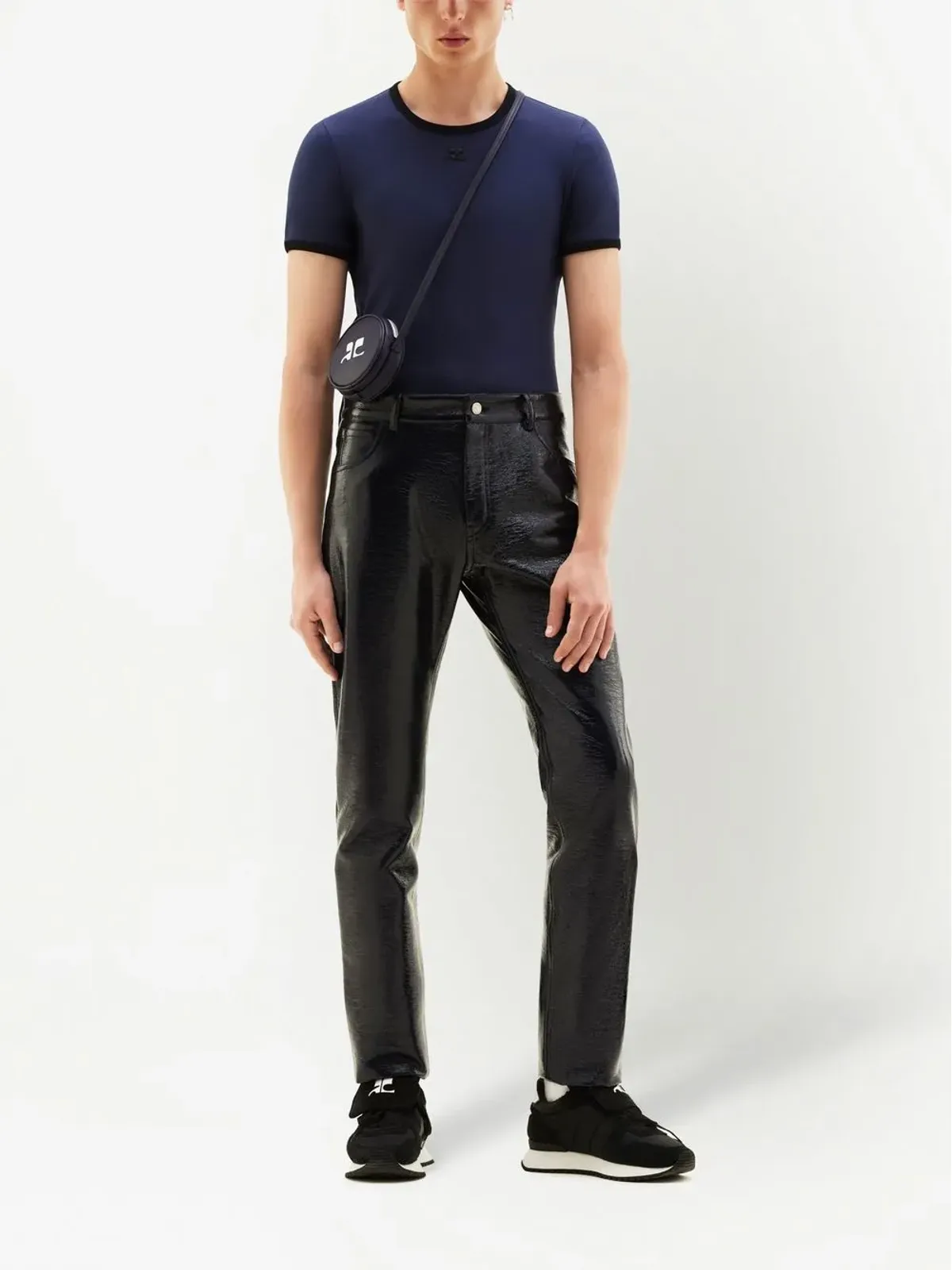 Courrèges コントラスト トリム ロゴ Tシャツ - 画像2