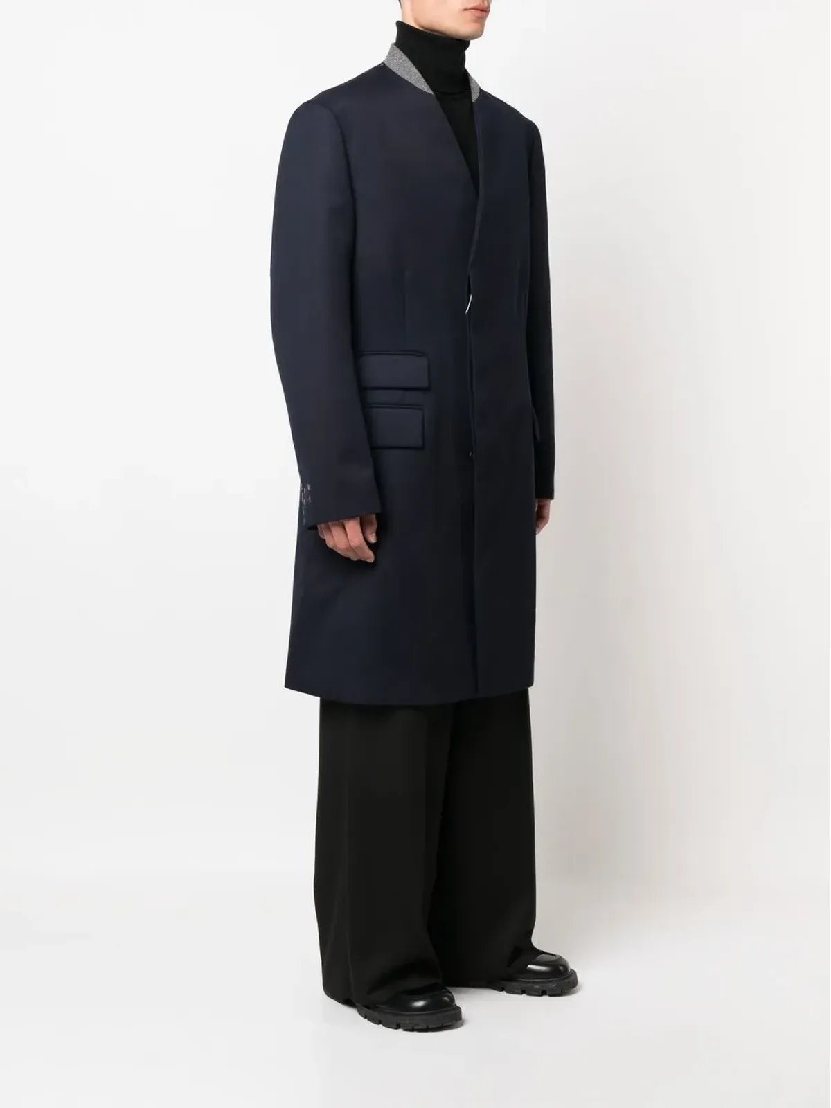 Maison Margiela Cavalry シングルブレスト ウールコート - ブルー - 画像3