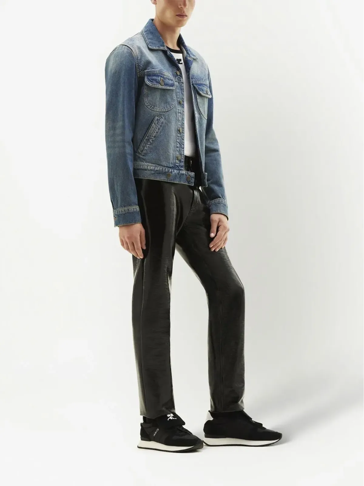 Courrèges Reedition ヴィニル・ストレートパンツ - ブラック - 画像3