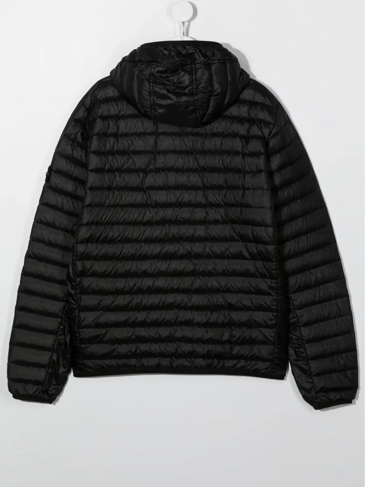 Stone Island Junior ロゴパッチ付きフード付きダウンジャケット - 画像2