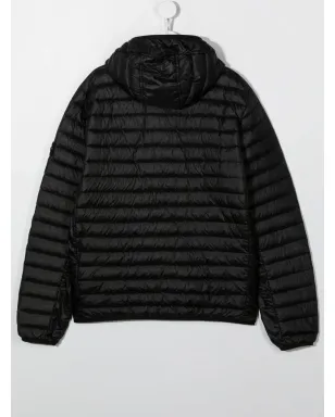 Stone Island Junior ロゴパッチ付きフード付きダウンジャケット - サムネイル2