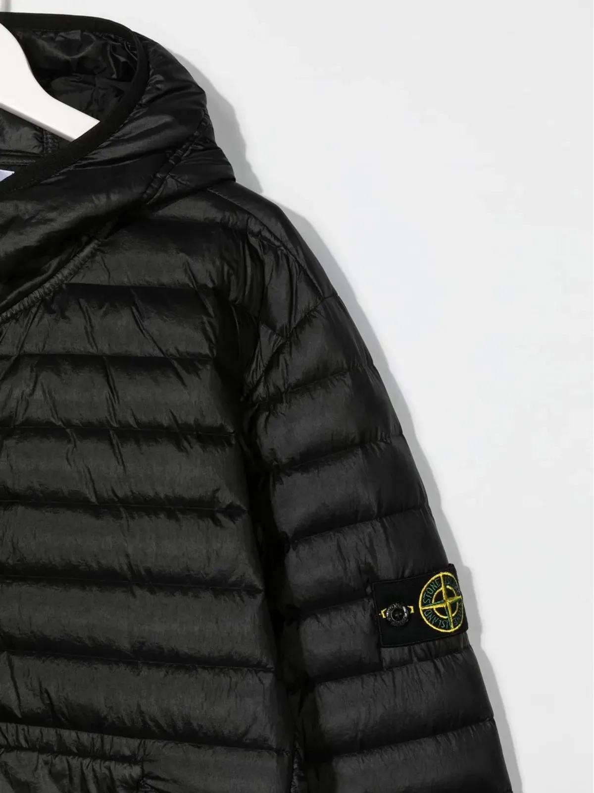 Stone Island Junior ロゴパッチ付きフード付きダウンジャケット - 画像3