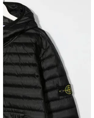 Stone Island Junior ロゴパッチ付きフード付きダウンジャケット - サムネイル3