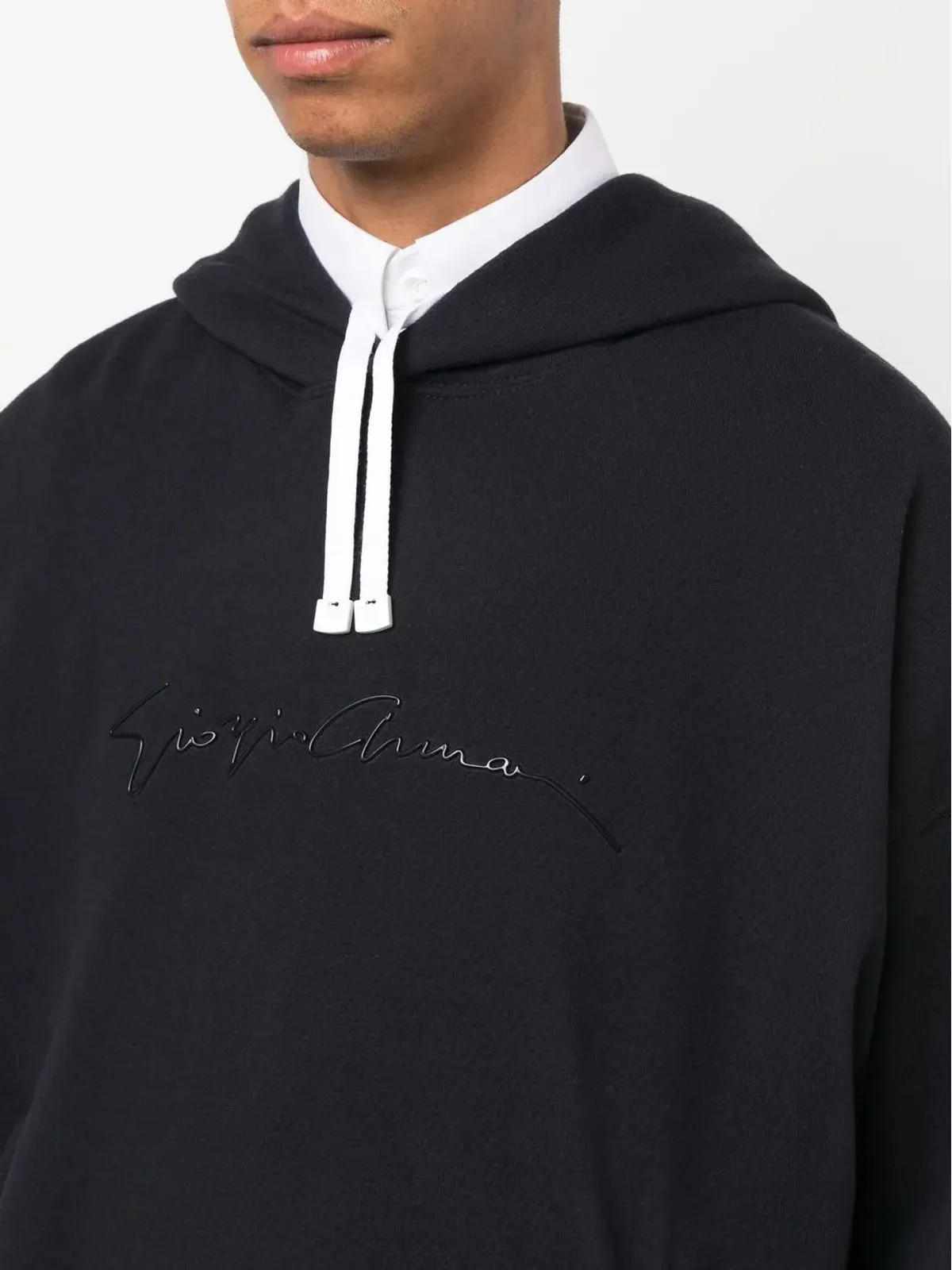 Giorgio Armani ロゴプリント コットン フーディー - 画像5
