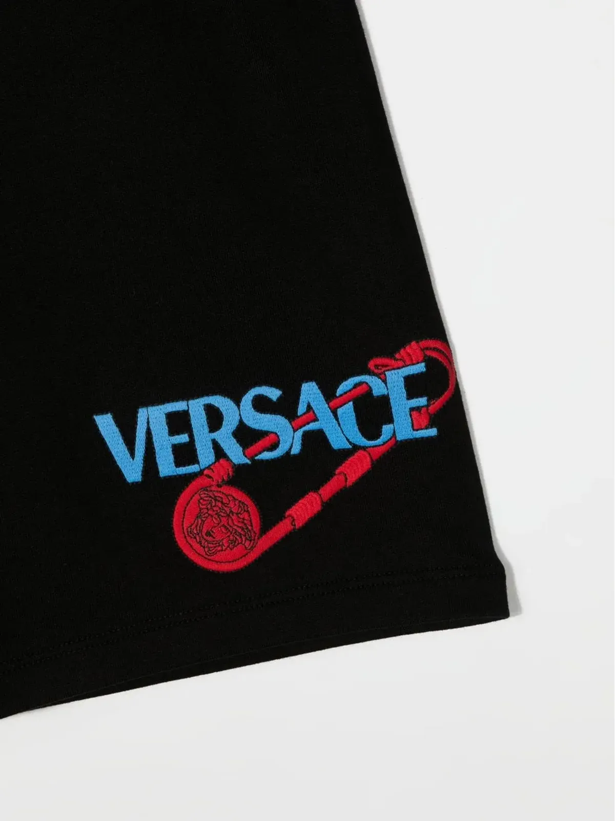 Versace Kids ロゴ入りウエストバンド付き トラックショーツ - ブラック - 画像3