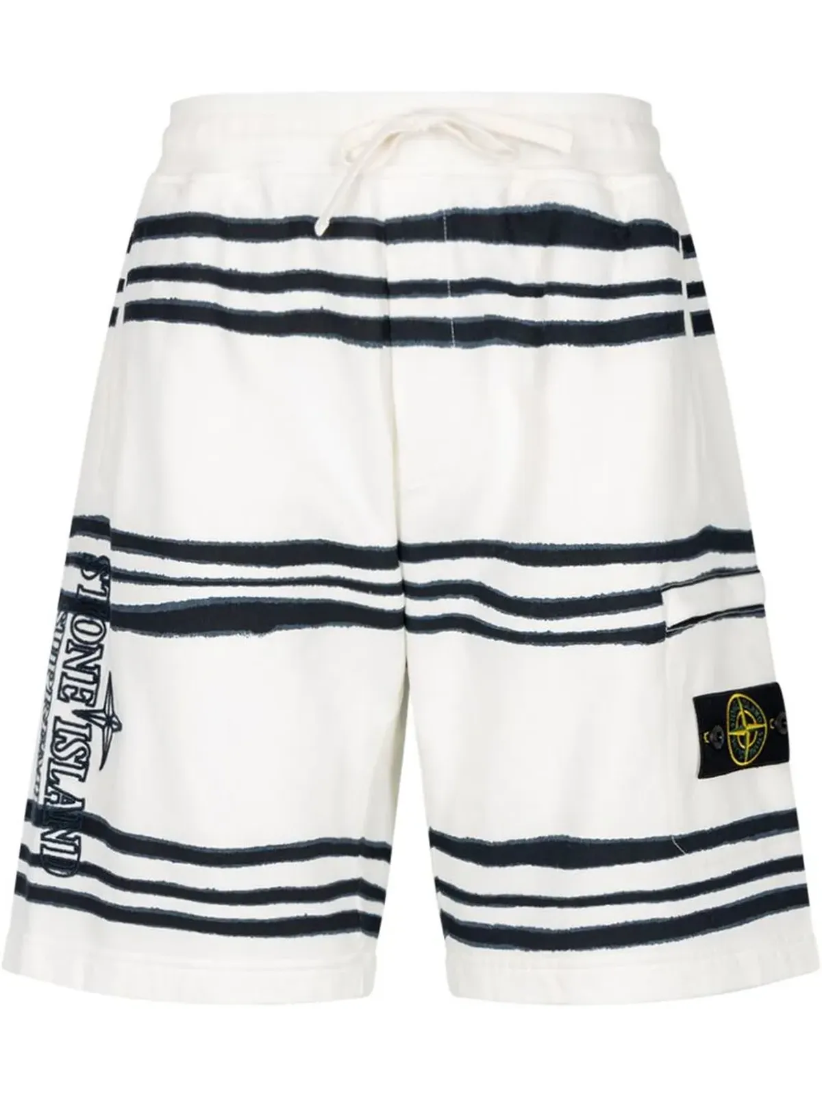 Supreme x Stone Island Warp striped shorts - White - 画像1