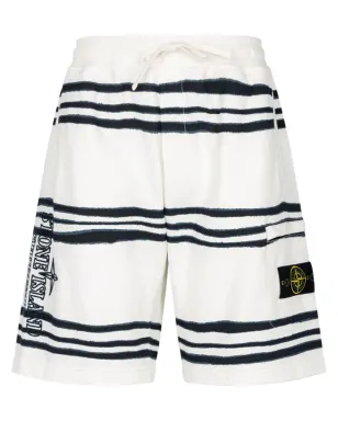 Supreme x Stone Island Warp striped shorts - White - サムネイル1