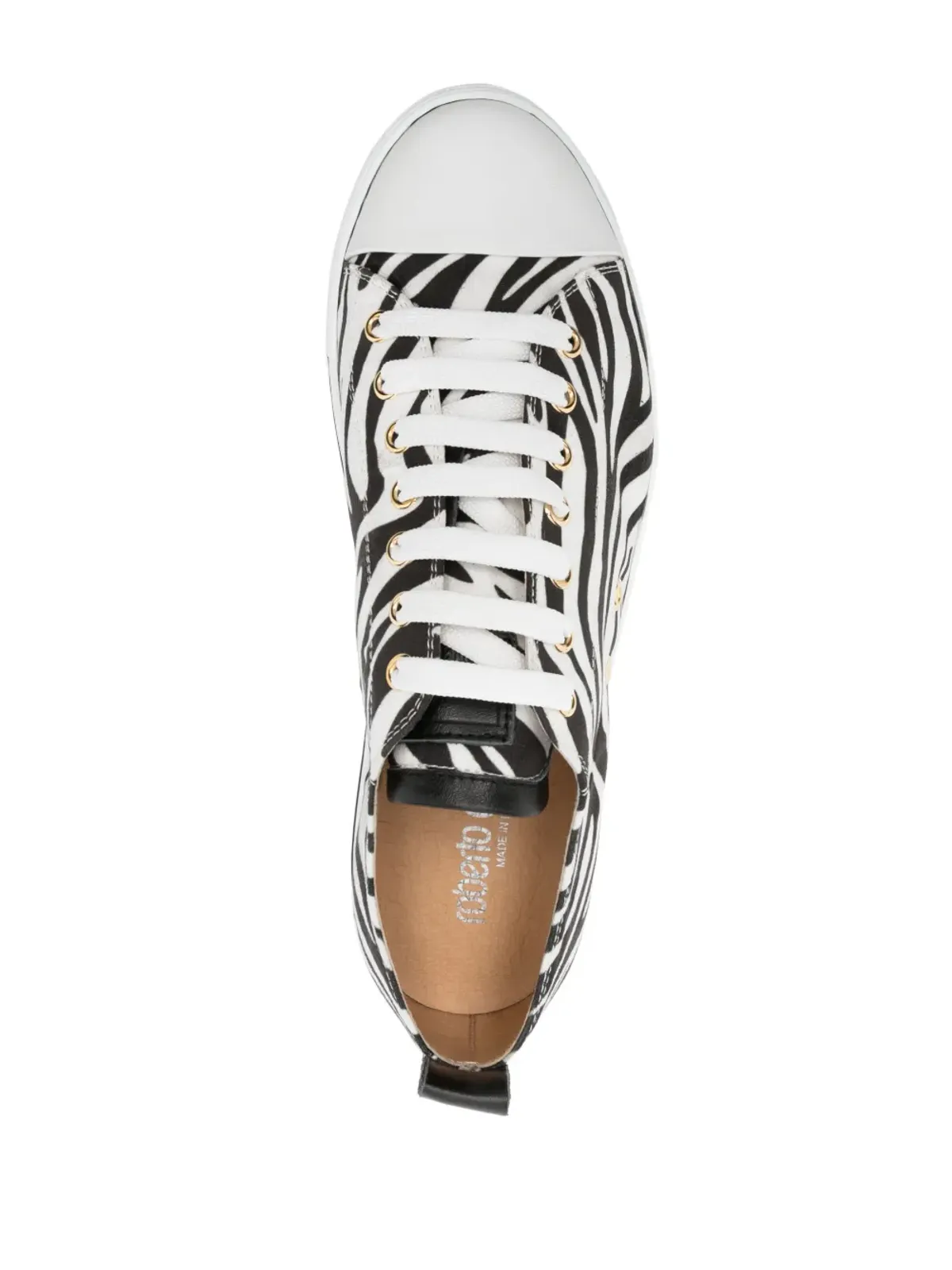 Roberto Cavalli ゼブラ柄レザー スニーカー - 画像4