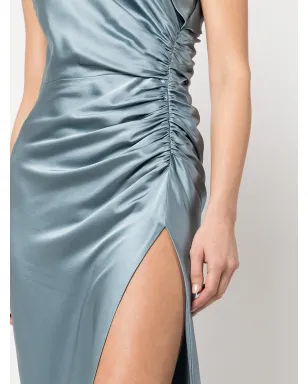 Michelle Mason gathered-detail silk gown - Blue - サムネイル5