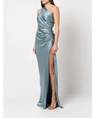 Michelle Mason gathered-detail silk gown - Blue - サムネイル3
