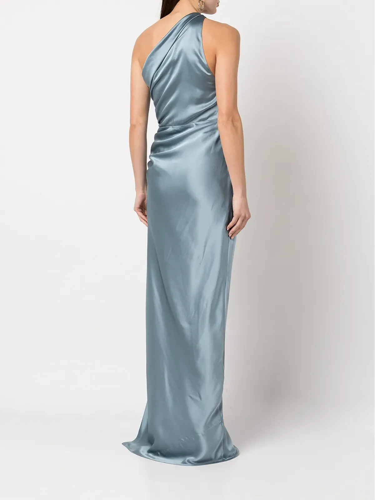 Michelle Mason gathered-detail silk gown - Blue - 画像4