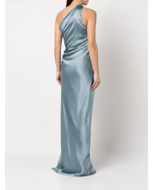 Michelle Mason gathered-detail silk gown - Blue - サムネイル4