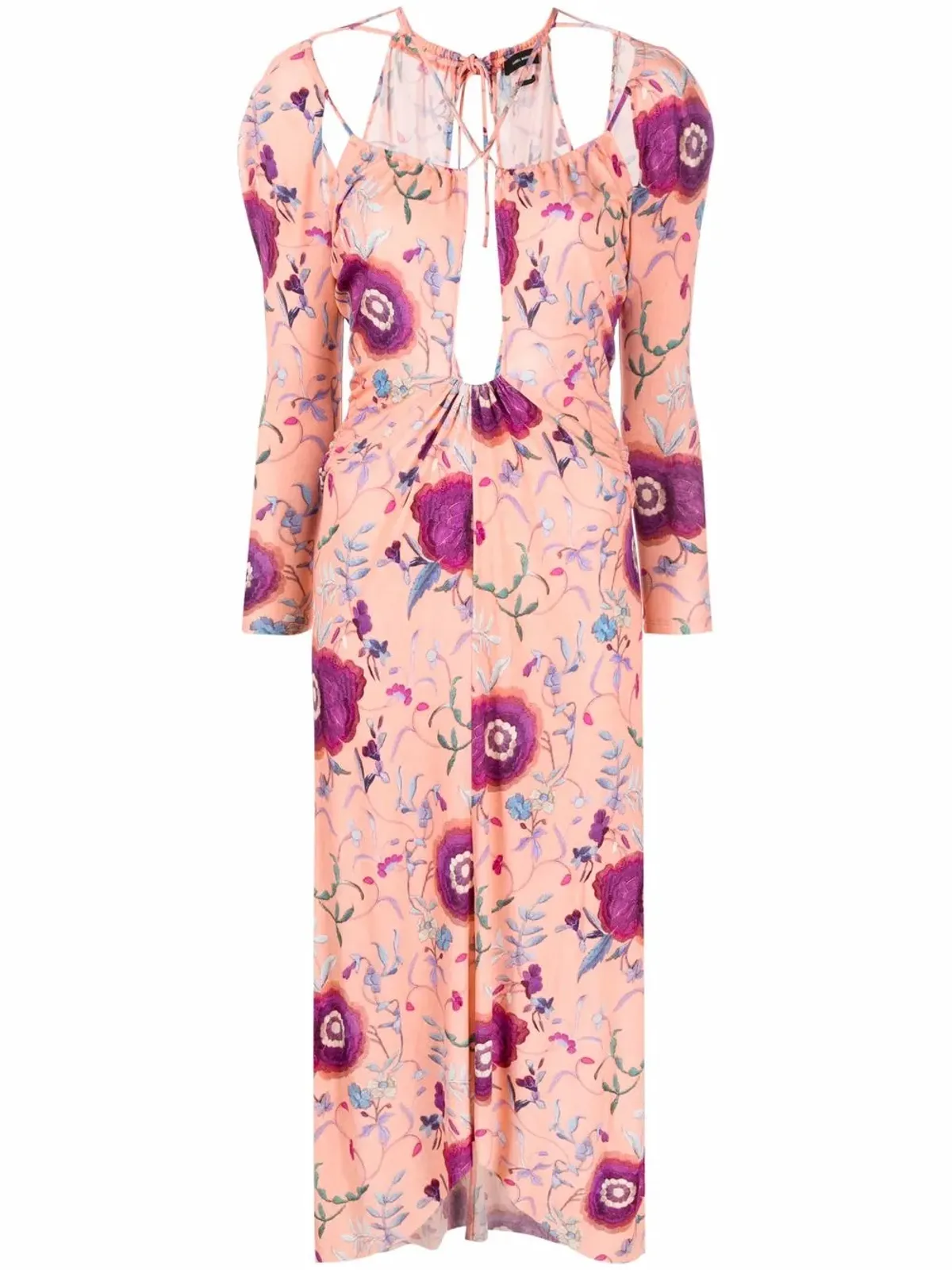 ISABEL MARANT パパイヤ フローラルプリント ミディドレス - オレンジ - 画像1