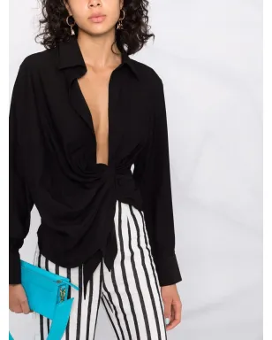 Jacquemus La Chemise Bahia ドレープシャツ - ブラック - サムネイル5
