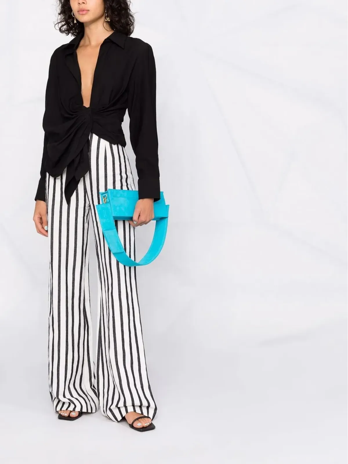 Jacquemus La Chemise Bahia ドレープシャツ - ブラック - 画像2