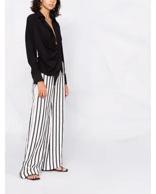 Jacquemus La Chemise Bahia ドレープシャツ - ブラック - サムネイル4