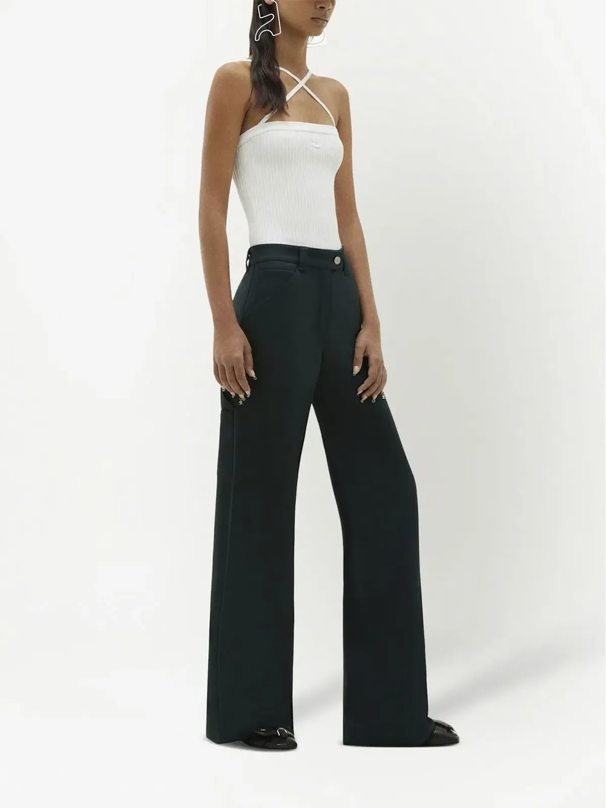Courrèges ハイウエスト ワイドレッグパンツ - 画像3