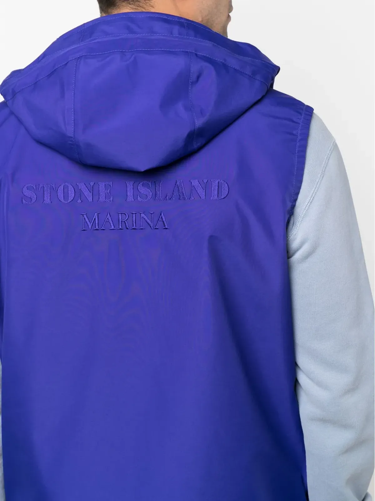 Stone Island ロゴ刺繍 フード付きジレ - 画像5