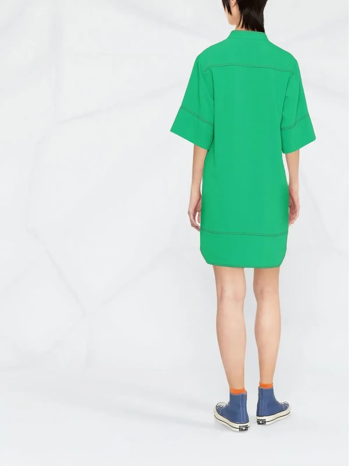 See by Chloé コントラストステッチ半袖シフトドレス - 画像4