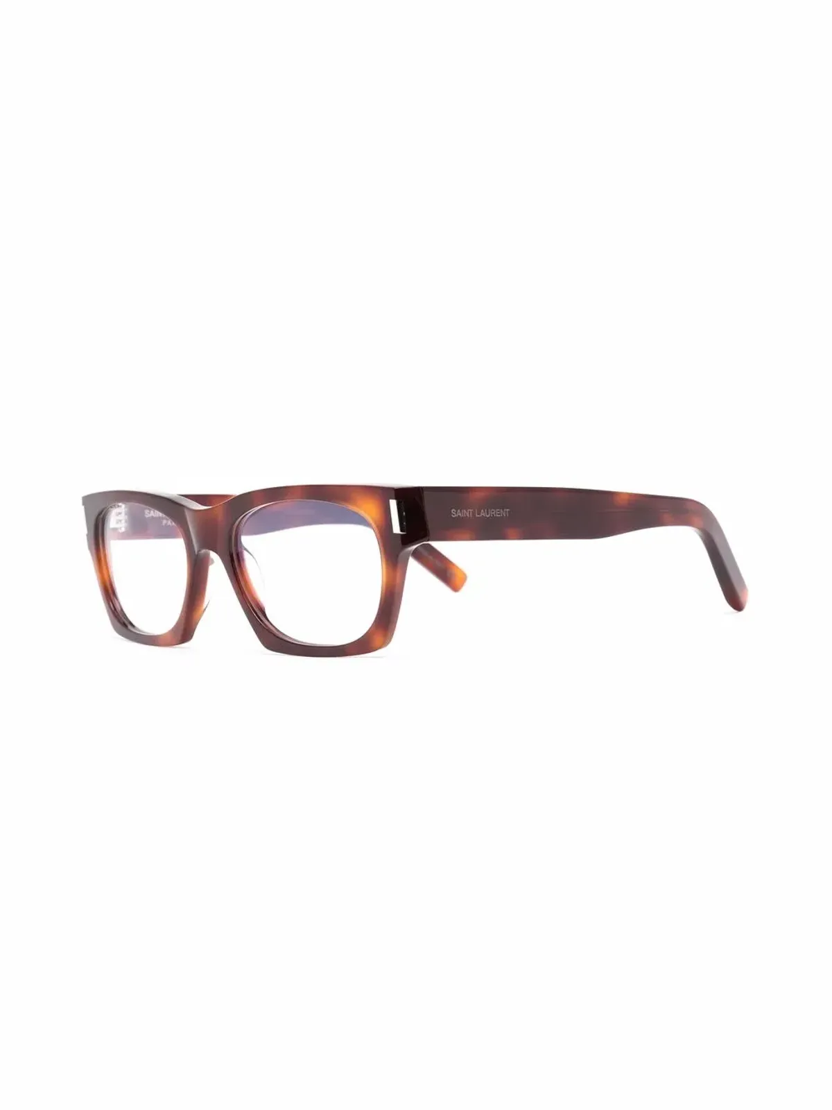 Saint Laurent Eyewear 鼈甲柄スクエアフレーム眼鏡 - ブラウン - 画像2