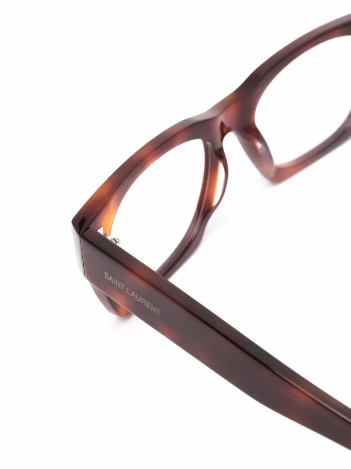 Saint Laurent Eyewear 鼈甲柄スクエアフレーム眼鏡 - ブラウン - 画像3