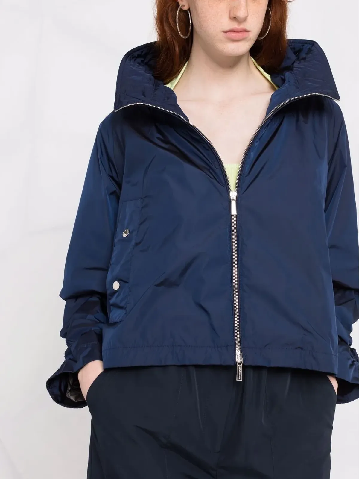 Moorer ドローストリングカフ付きクロップドジャケット ブルー - 画像5