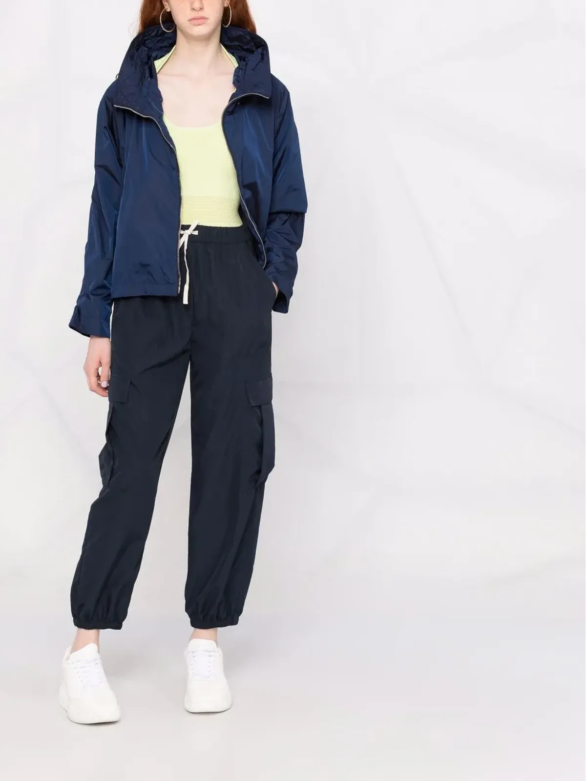 Moorer ドローストリングカフ付きクロップドジャケット ブルー - 画像2