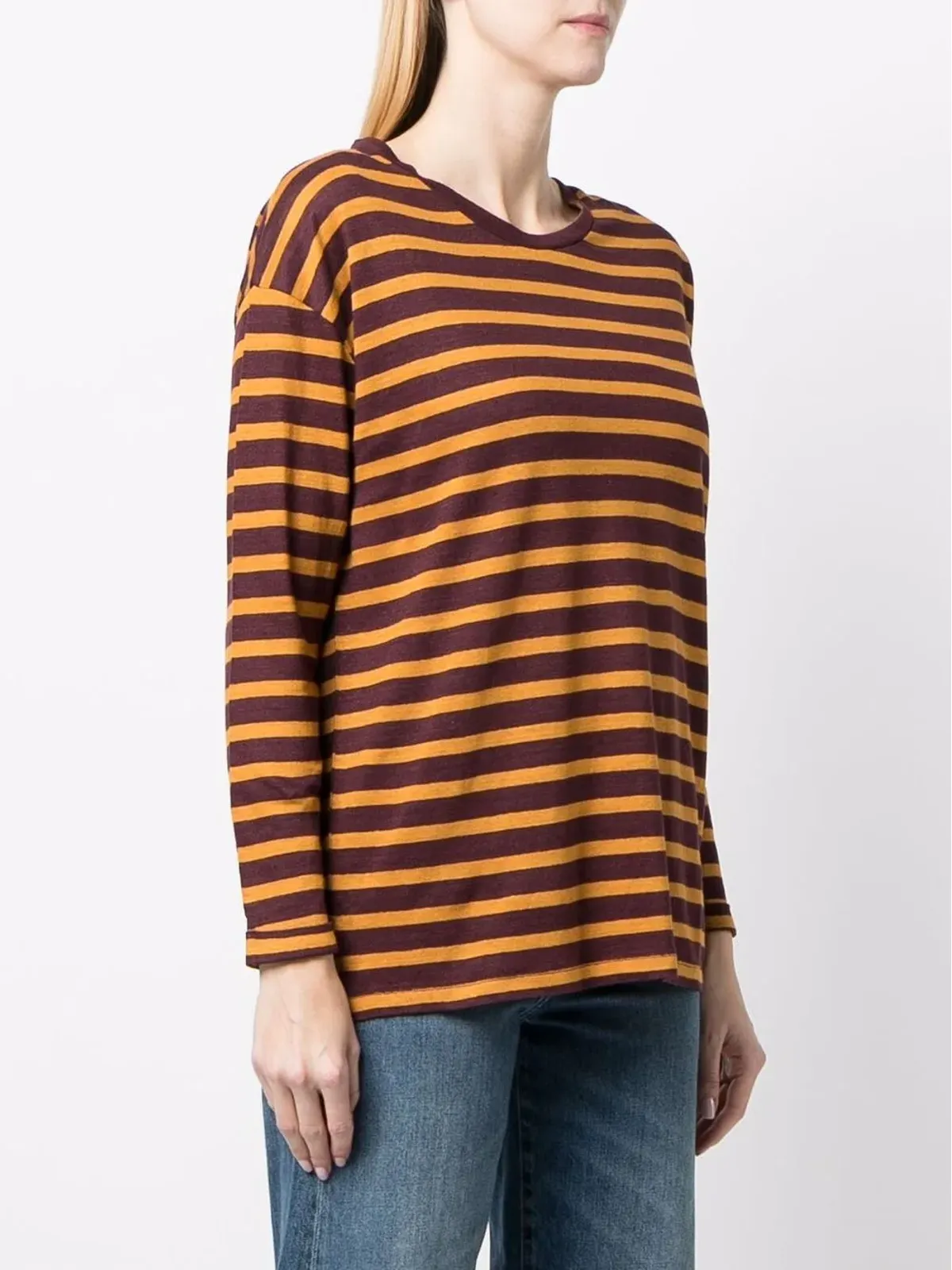 PAULA ストライプ柄リネンTシャツ（イエロー） - 画像3