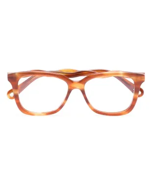 Chloé Eyewear ウェーブアーム長方形フレームメガネ - オレンジ - サムネイル1