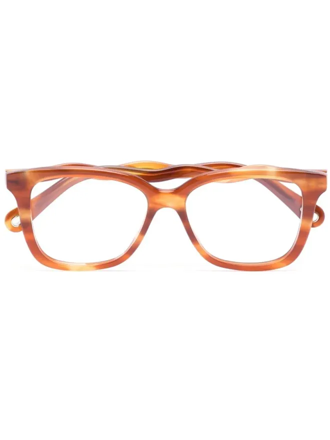 Chloé Eyewear Chloé Eyewear ウェーブアーム長方形フレームメガネ - オレンジの商品画像