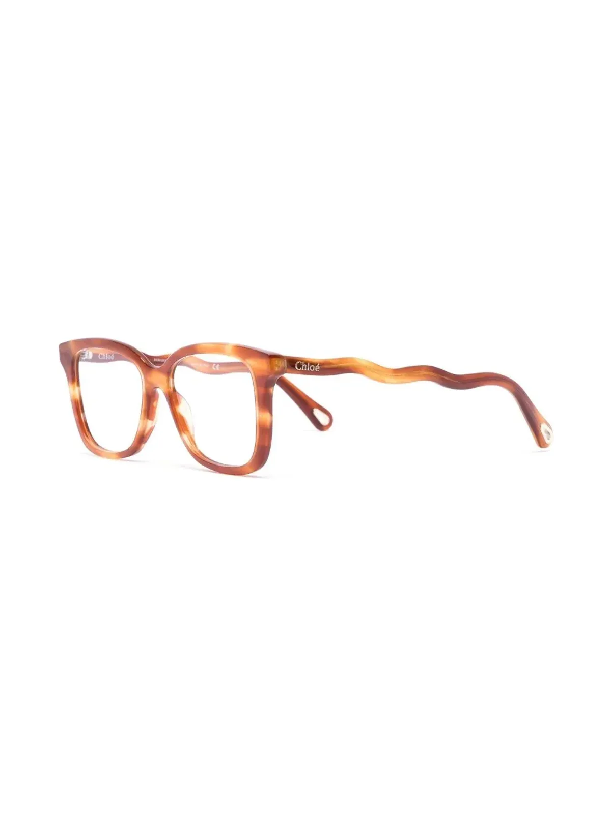 Chloé Eyewear ウェーブアーム長方形フレームメガネ - オレンジ - 画像2