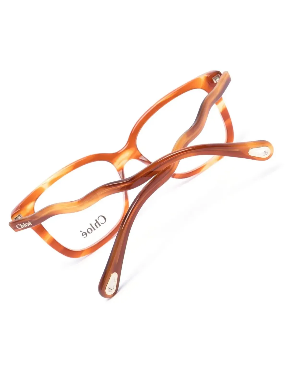 Chloé Eyewear ウェーブアーム長方形フレームメガネ - オレンジ - 画像3