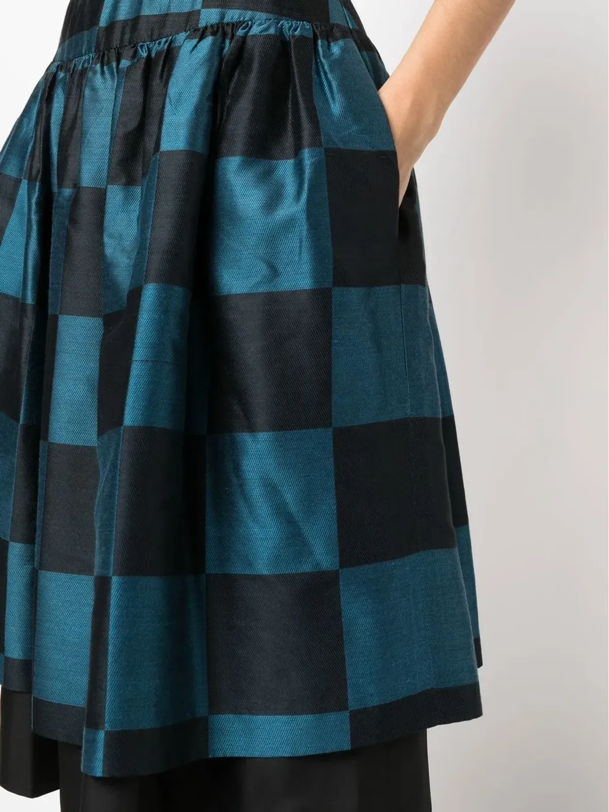 Valentino Garavani Pre-Owned 1980年代グリッド柄シルクスカート ブラック - 画像5