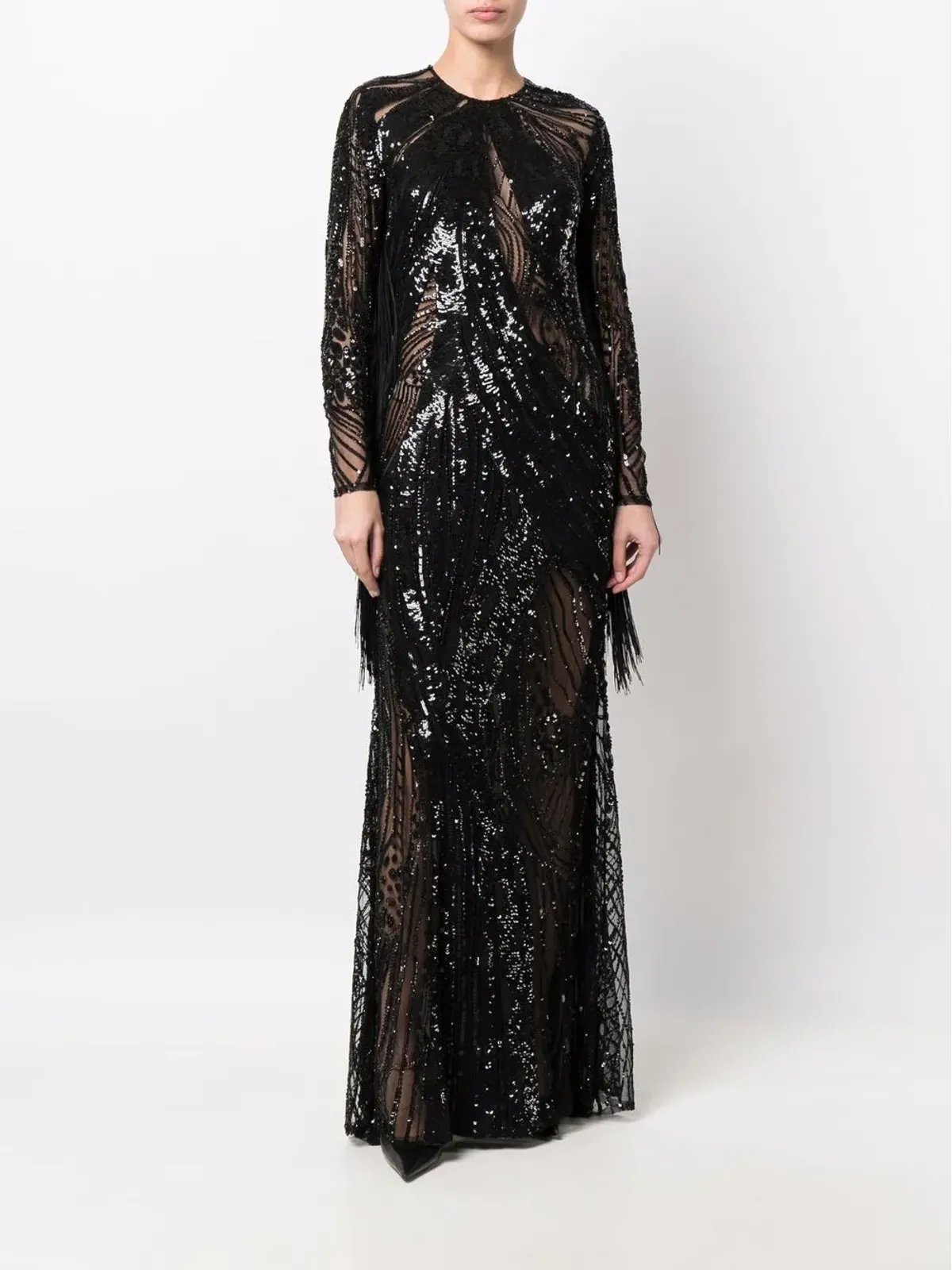 Elie Saab ロングビーズ装飾イブニングドレス - 画像4