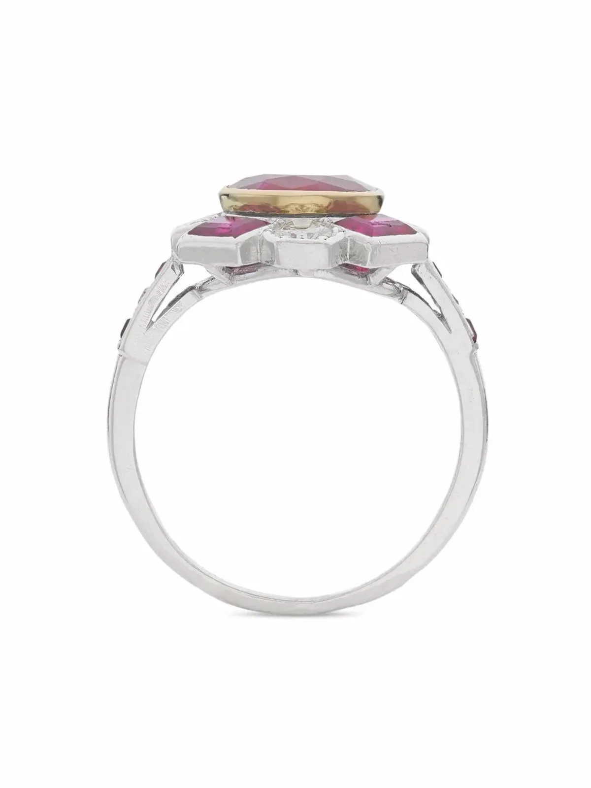 Cartier ビンテージ プラチナ アールデコ ビルマ産ルビーとダイヤモンドのリング - 画像2