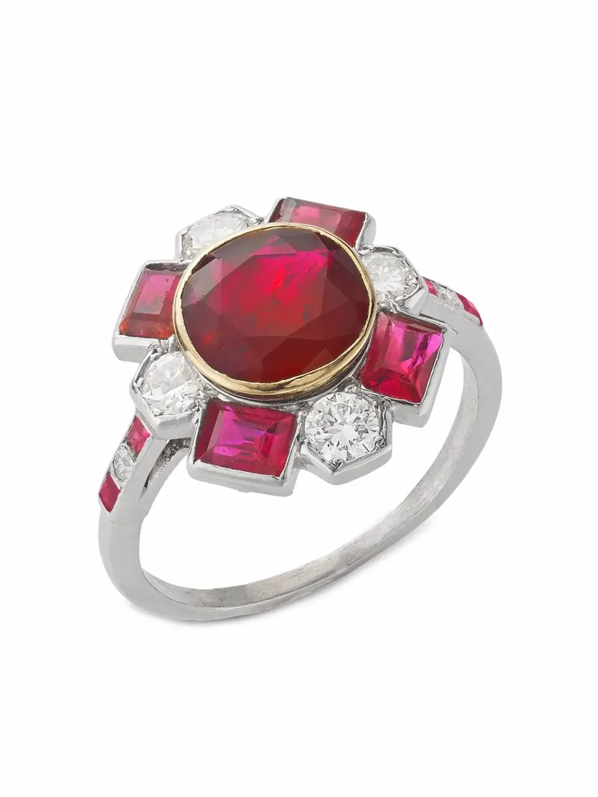 Cartier ビンテージ プラチナ アールデコ ビルマ産ルビーとダイヤモンドのリング - 画像4