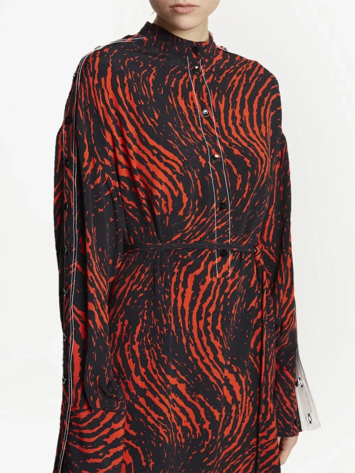 Proenza Schouler レオパード柄 クレープ・デ・シャン シャツドレス - ブラック - 画像5