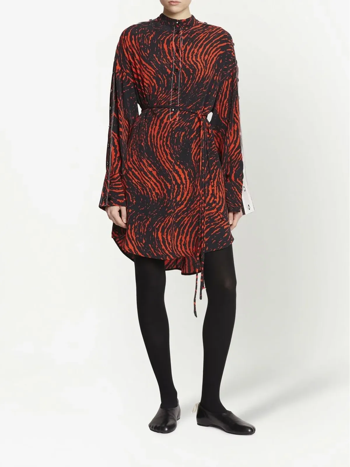 Proenza Schouler レオパード柄 クレープ・デ・シャン シャツドレス - ブラック - 画像2