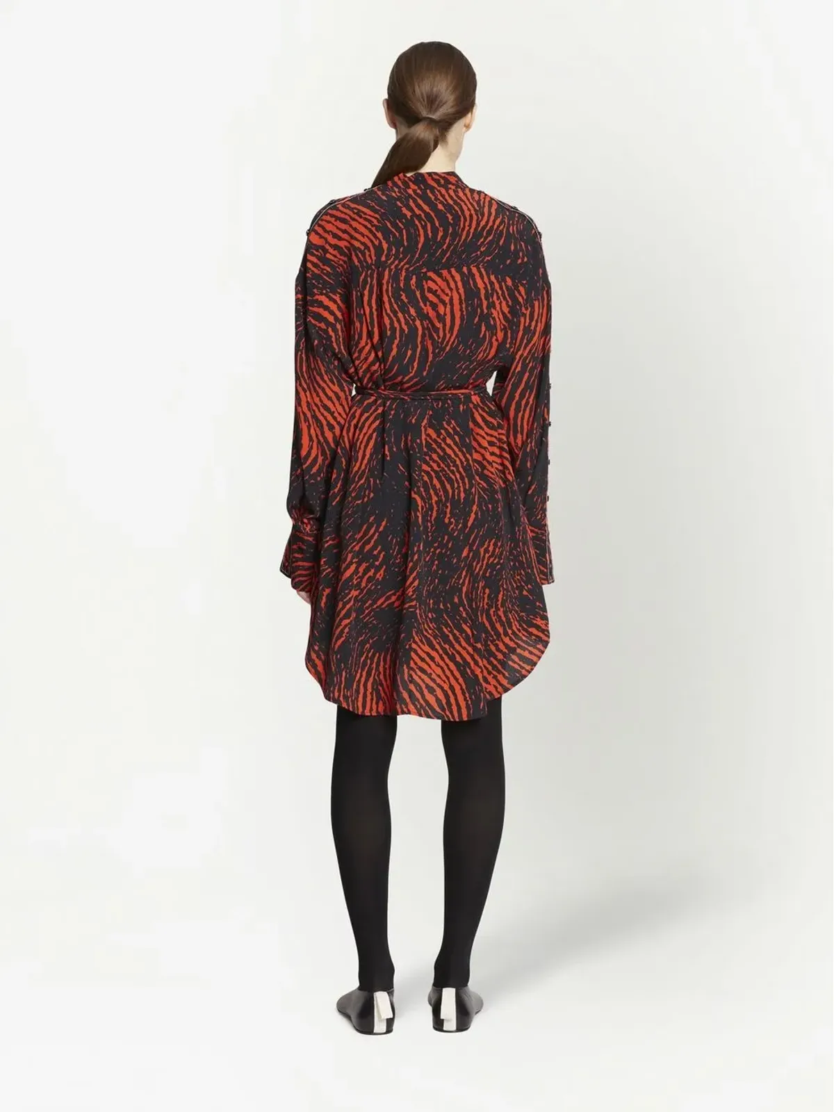 Proenza Schouler レオパード柄 クレープ・デ・シャン シャツドレス - ブラック - 画像4