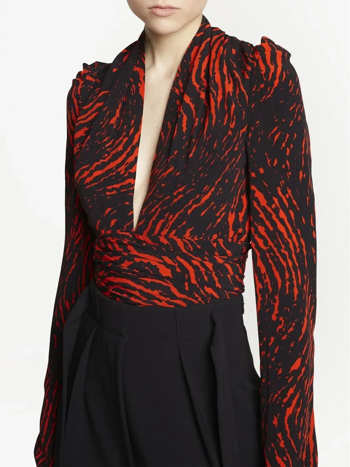Proenza Schouler アブストラクトプリントVネックトップス - 画像5