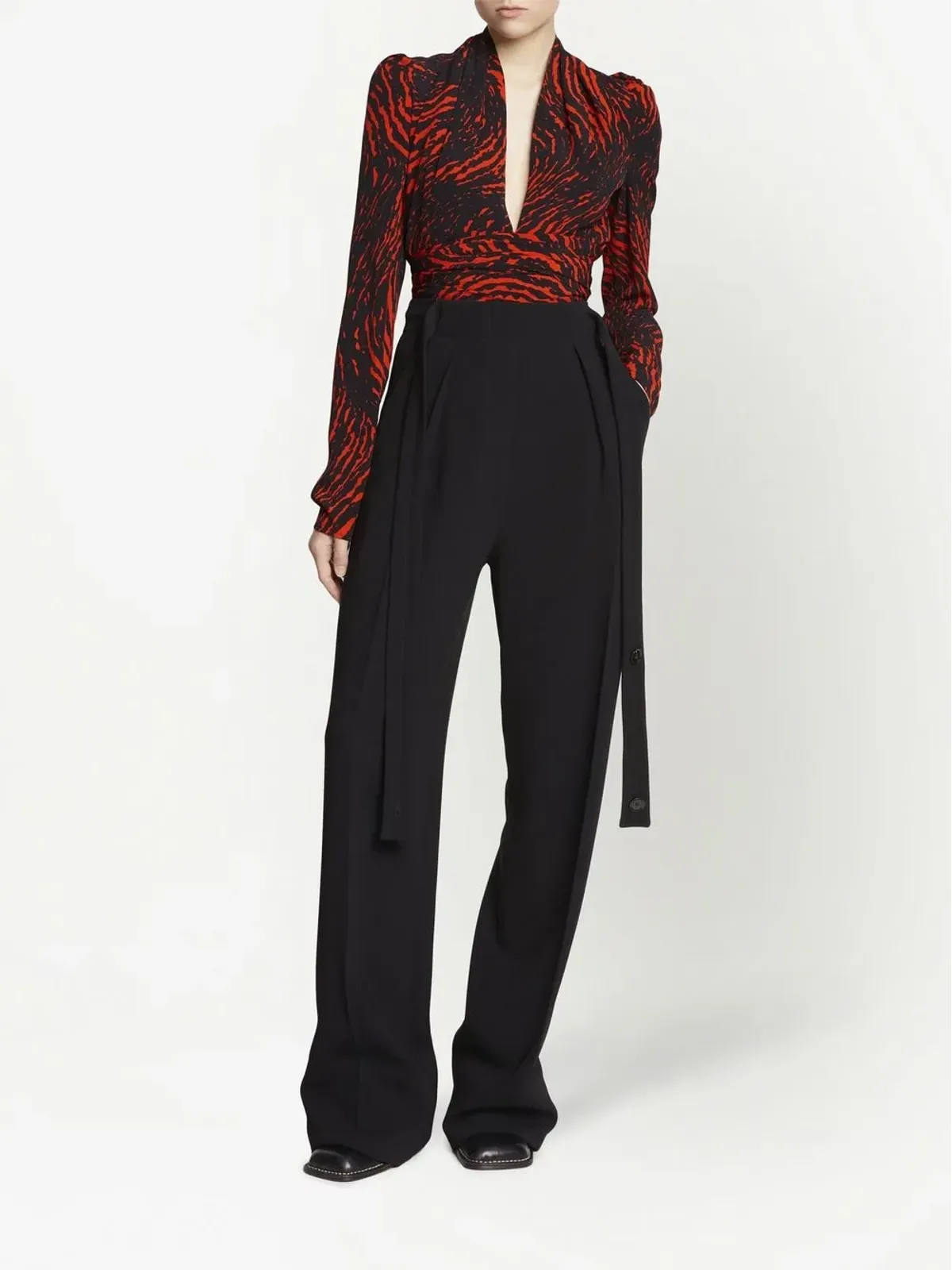 Proenza Schouler アブストラクトプリントVネックトップス - 画像2