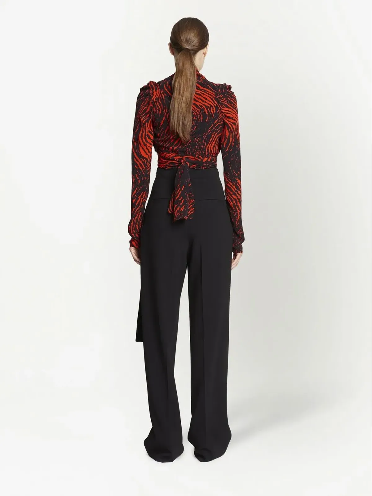 Proenza Schouler アブストラクトプリントVネックトップス - 画像4