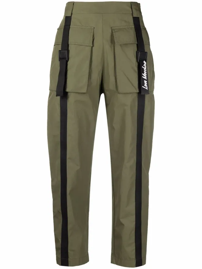 Love Moschino Love Moschino flap-pockets cotton-blend parachute trousers - Greenの商品画像
