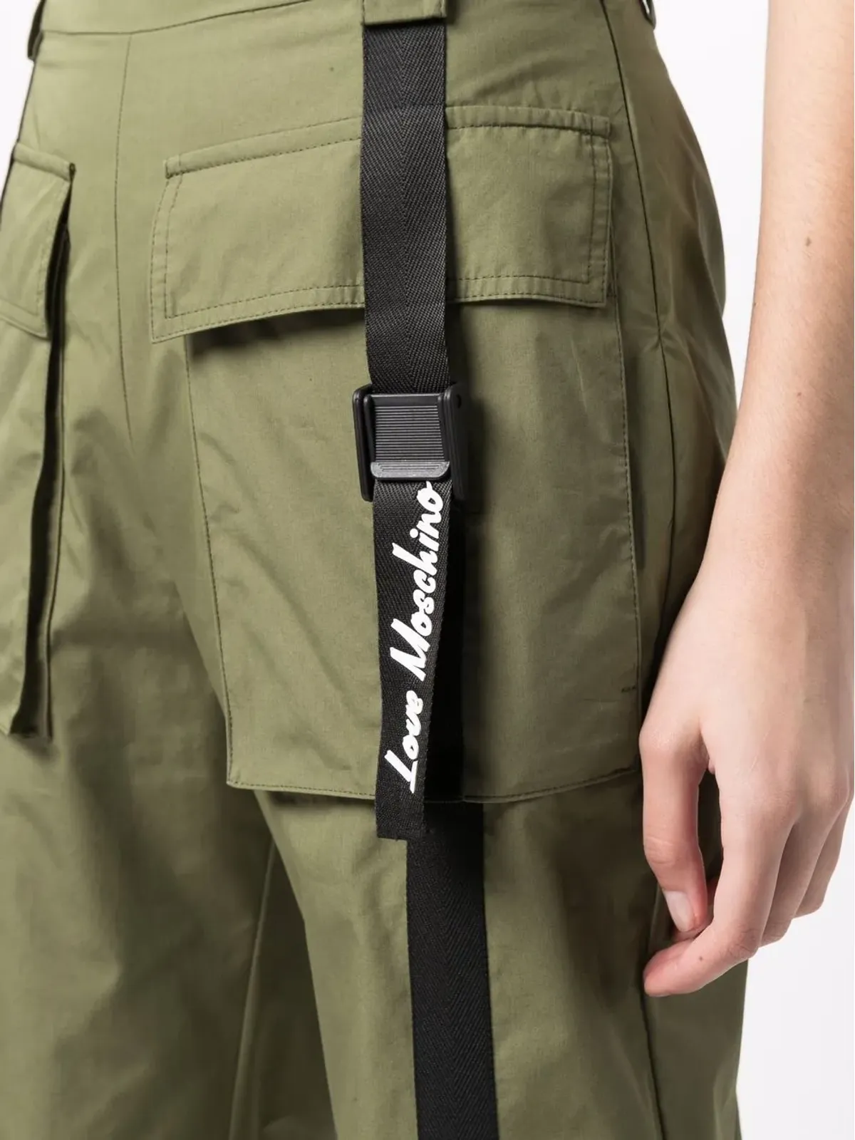 Love Moschino flap-pockets cotton-blend parachute trousers - Green - 画像5
